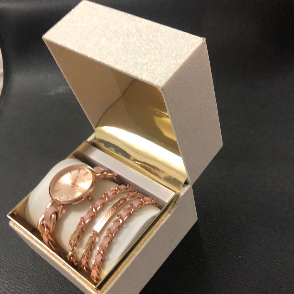 Kendall & Kylie Rose Gold and Pink Watch & Bracelet Set